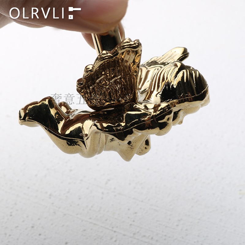 Pure Copper Method Type Small Angel Brass Handle Wall-mounted Bookcase Shoe Cabinet Handle Clothes Hook Angel Handle Brass color