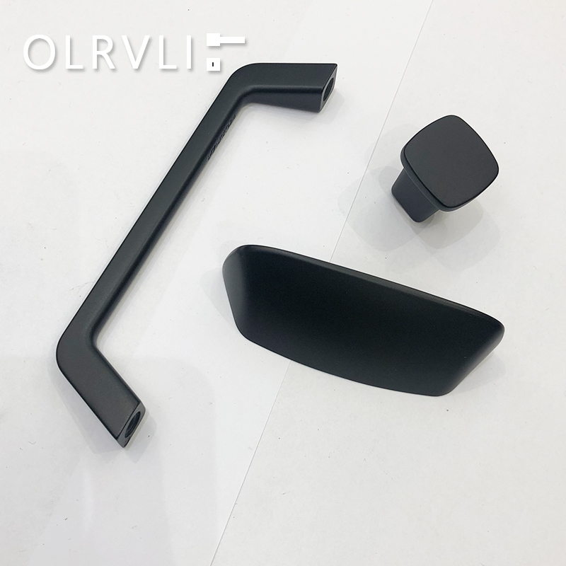 Italian imported black kitchen handle American drawer handle Light luxury pearl white wardrobe shell small handle