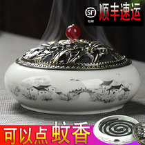 Mosquito coil rack with cover Mosquito coil box stove Creative plate holder fireproof mosquito coil plate Japanese household ash plate shelf sandalwood stove