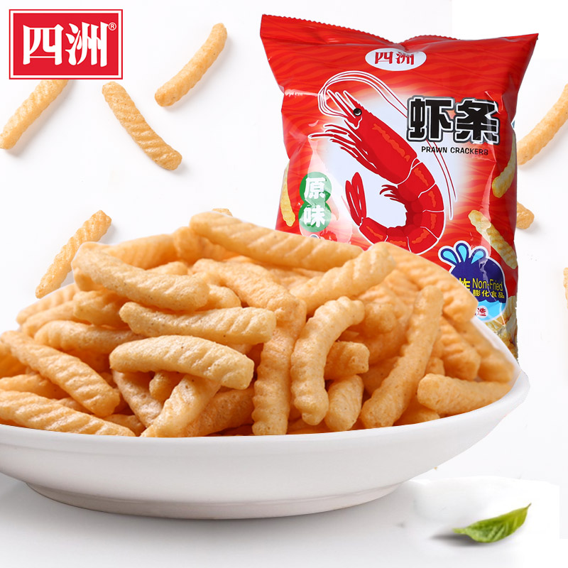 Four Continents Shrimp Bar 110g * 2 Bags Big Bag Baking Puffed Food Nostalgia Casual Snack Net Red Wine Bar Nightclub Snack
