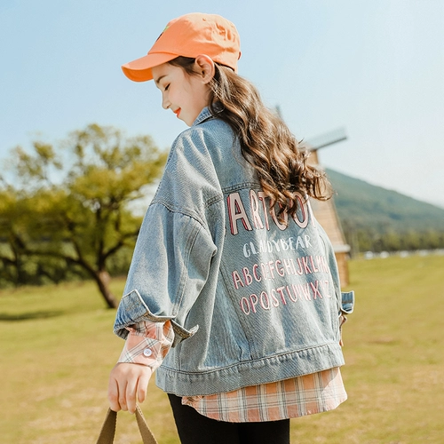 Джинсовая куртка, весенний детский жакет, детская одежда, коллекция 2023, в корейском стиле, подходит для подростков, осенняя