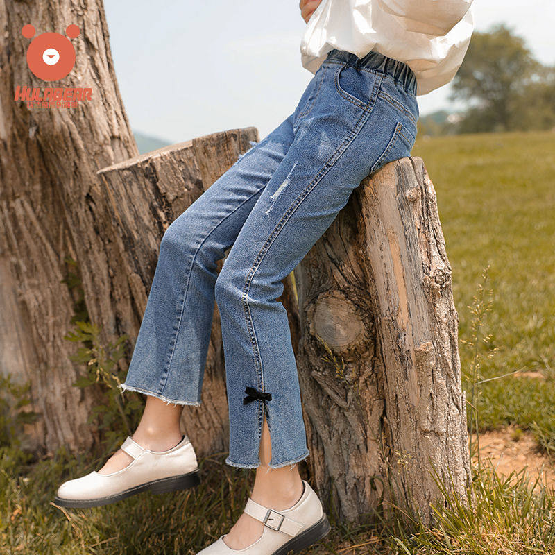 Girls Summer Jeans 2023 new Korean children's Spring and Autumn Yellow Leisure Pants tide