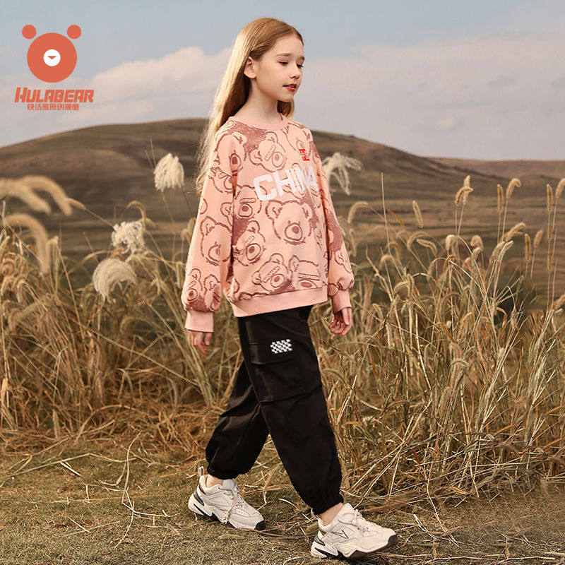Female Child Girl Girl Little Bear Country Tide Fried Street Suit Spring Dress 2022 New Spring Autumn Ocean Sent Children Han Edition Two Sets