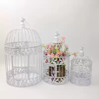 European decorative Birdcage ornaments black and white window wrought iron large floral Bird Cage decorations wedding photography props