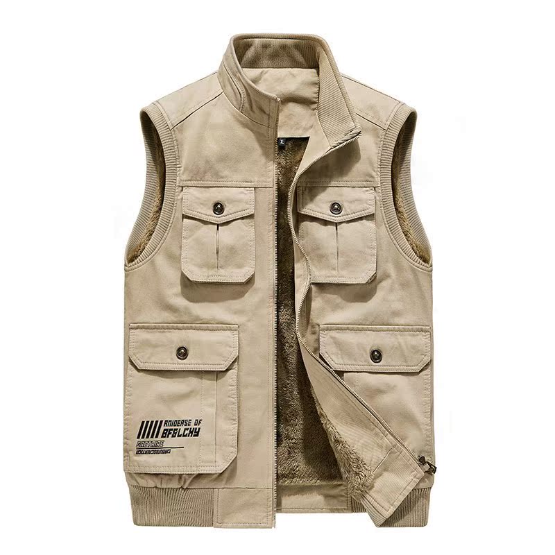 Chinese Photographers Association Multi-functional photo outdoor waistcoat Multi-pocket autumn and winter thick male oversized pocket vest