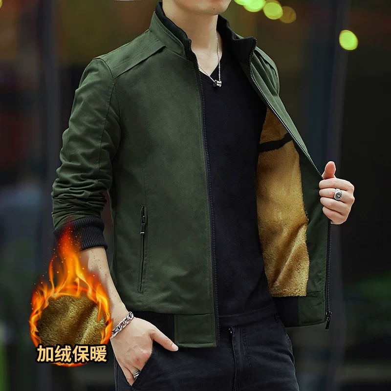 Demi-season denim cotton men's autumn jacket for leisure, Korean style