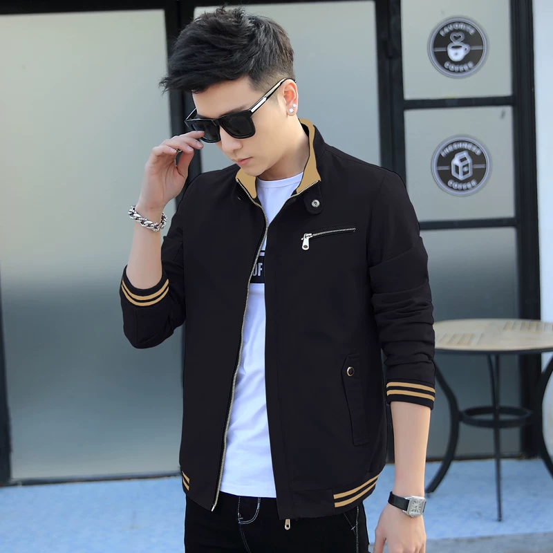 Demi-season denim cotton men's autumn jacket for leisure, Korean style
