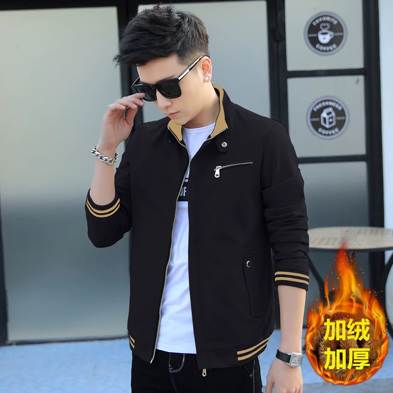 Demi-season denim cotton men's autumn jacket for leisure, Korean style