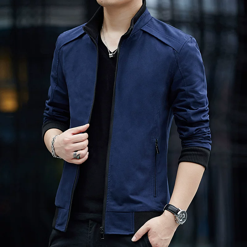 Demi-season denim cotton men's autumn jacket for leisure, Korean style