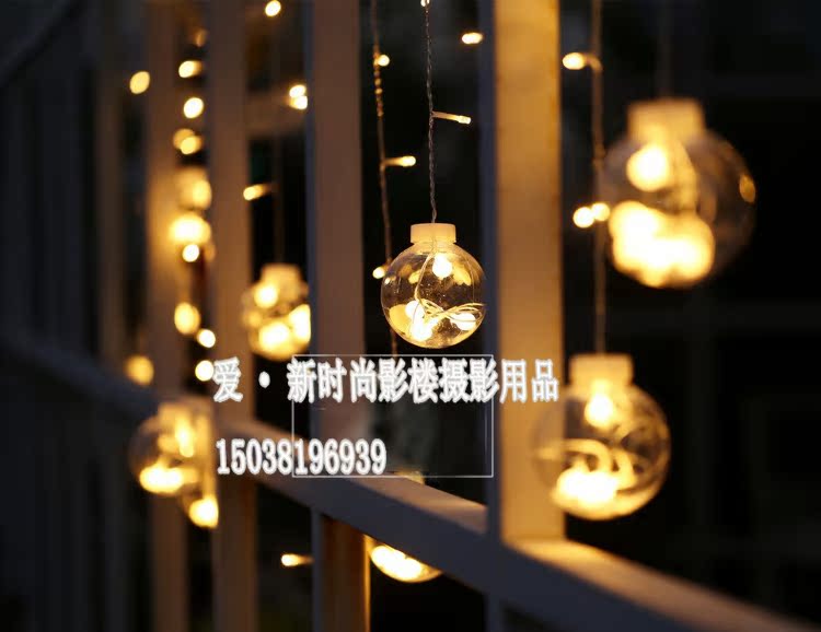 LED color light transparent round ball lights decorated with star flash lighting window shop hang lamp photography props