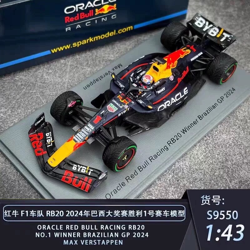 Redbull 1/43 Rb20 Brazilian Grand Prix Victory Verstappen Spark S9550 2024 F1 Redbull 1/43 Rb20 Brazilian Grand Prix Victory Verstappen Spark S9550 2024 F1