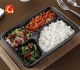 Hộp thức ăn nhanh dùng một lần takeaway dày 4 bốn lưới kinh doanh môi trường hình chữ nhật hộp ăn trưa màu đen bộ đồ ăn trưa - Hộp cơm điện sưởi ấm