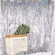 Rainbow laser tassel soft girl Harajuku background cloth party live Net red room decoration photo props