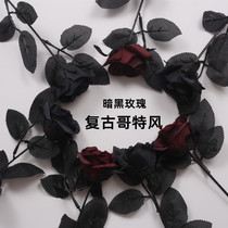 Retro style props black simulation rose fake flower photo props Net red ornaments God girl props