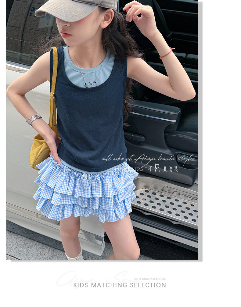 孙小美运动风叠穿女童无袖上衣套装2026夏装新款儿童背心两件套薄 — 11