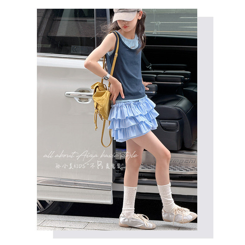 孙小美运动风叠穿女童无袖上衣套装2026夏装新款儿童背心两件套薄 — 28