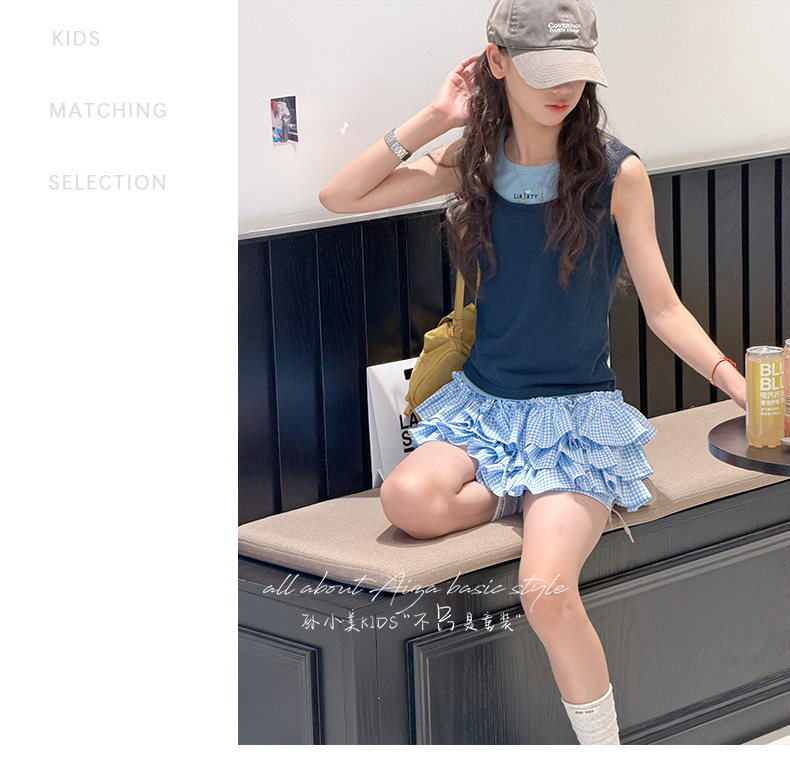 孙小美运动风叠穿女童无袖上衣套装2026夏装新款儿童背心两件套薄 — 15