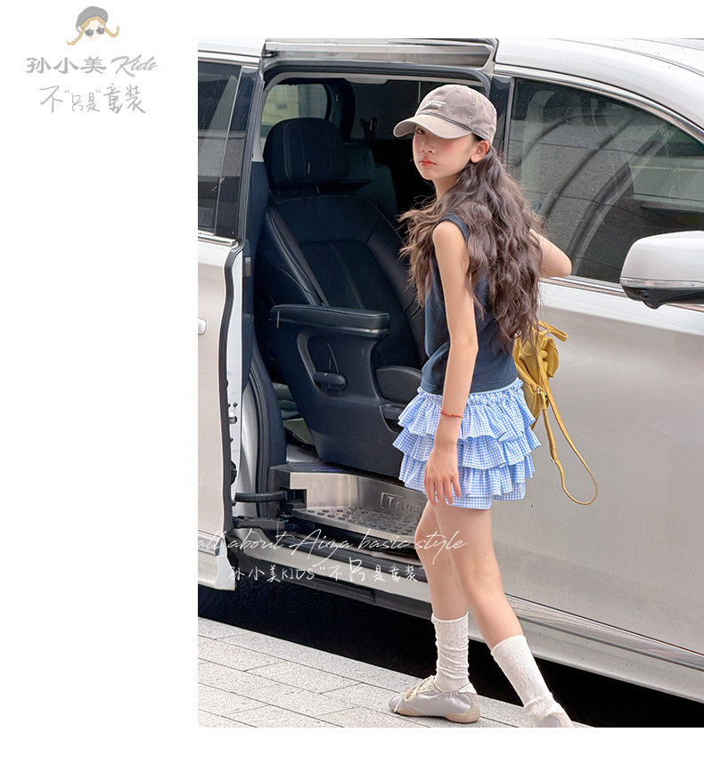孙小美运动风叠穿女童无袖上衣套装2026夏装新款儿童背心两件套薄 — 25