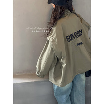 Korean childrens clothing girls spring and autumn jacket 2024 new autumn mid-length windbreaker childrens thickened casual tops