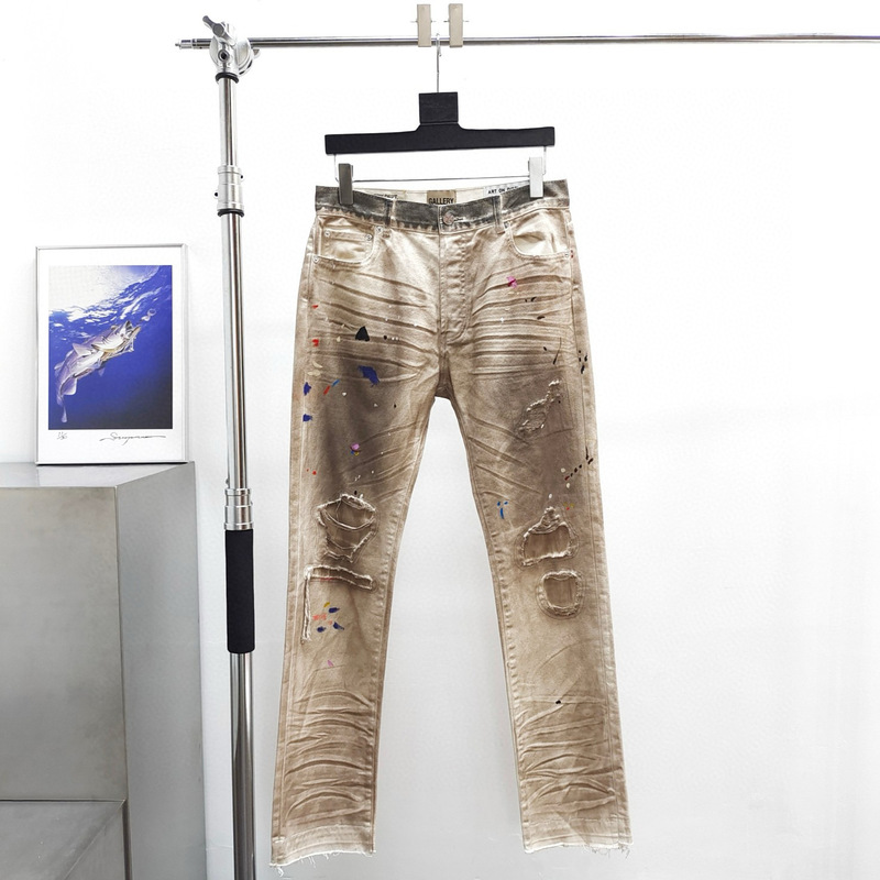 Gallery Dept Hand-Painted Blv5001 White Splatter Dirty-Dyed Distressed Destroyed Jeans