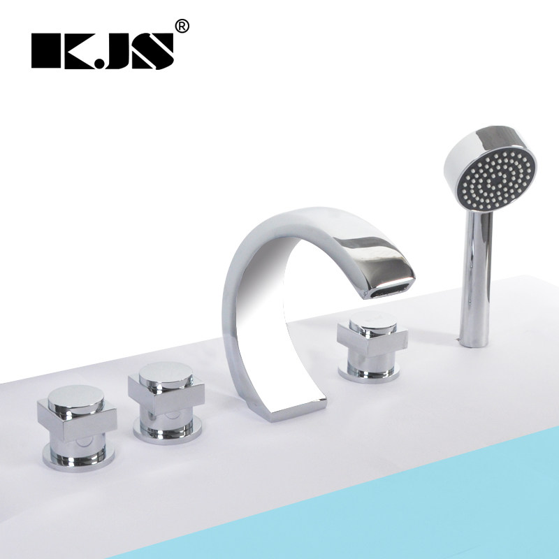 Can Kit KJS Five pieces of bathtub tap H62 full copper casting cylinder upper tap hot and cold with shower head