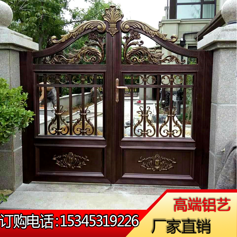 Aluminum art Gate Villa stainless school open door aluminum alloy gate courtyard community electric translation Wall self-built