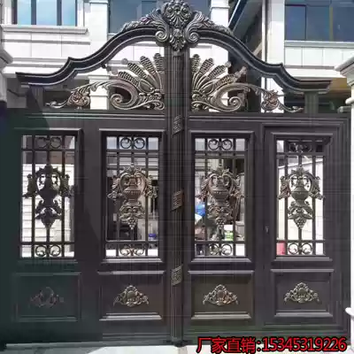 Aluminum villa door to open door aluminum alloy courtyard door rural community home rural translation electric double door