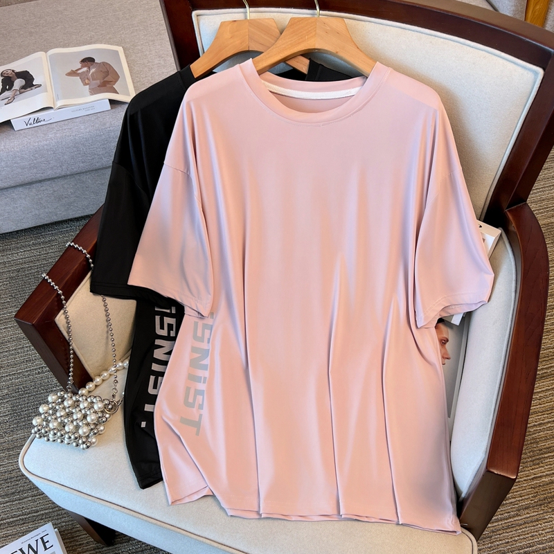 High-End Plus-Size Women's Clothing, Ice Silk Quick-Drying Sports T-Shirt for Women, Loose and Slimming, Thin Short-Sleeved Top to Cover the Belly in Summer High-End Plus-Size Women's Clothing, Ice Silk Quick-Drying Sports T-Shirt for Women, Loose and Slimming, Thin Short-Sleeved Top to Cover the Belly in Summer