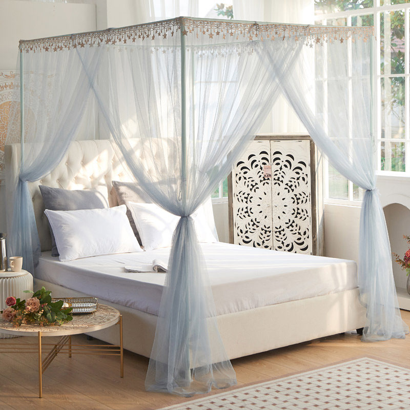 Encryption Ins Little Fresh Girl Princess 1 2 Three doors old fashioned court floor mosquito nets 1 8 Double bracket white