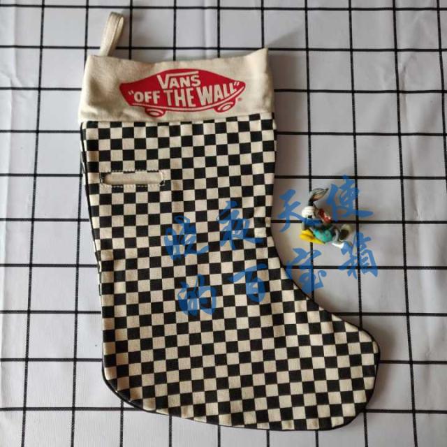 Authentic Vans Christmas Stocking Bedside Gift Bag Canvas Hanging Bag Classic Black and White Checkerboard Pattern Authentic Vans Christmas Stocking Bedside Gift Bag Canvas Hanging Bag Classic Black and White Checkerboard Pattern