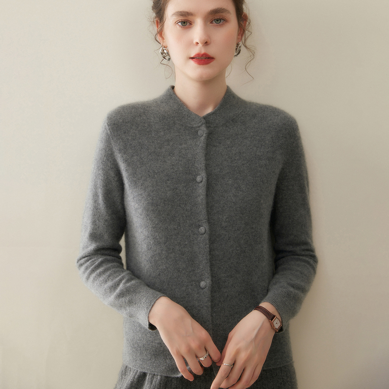 Alxa Alliance Cashmere Cardigan for Women, Chinese Style Collar, Lazy Style Sweater, Loose Casual Knitwear, Wool Coat