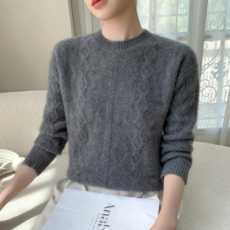 Albas Virgin Cashmere Sweater for Women, Round Neck Cable Knit Base Sweater, Skin-Friendly Slimming Wool Sweater Albas Virgin Cashmere Sweater for Women, Round Neck Cable Knit Base Sweater, Skin-Friendly Slimming Wool Sweater
