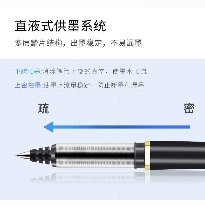 宝克黑色签字笔BK106直液式水性笔商务水笔签名笔0.5mm新