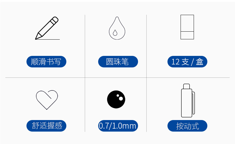 宝克圆珠笔B57 B58按动圆珠笔油笔园珠园珠笔芯按压式