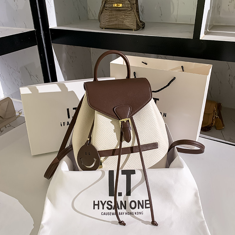 Hong Kong light luxury leather women's backpack 2022 autumn and winter new trendy high-end small western style wild travel bag