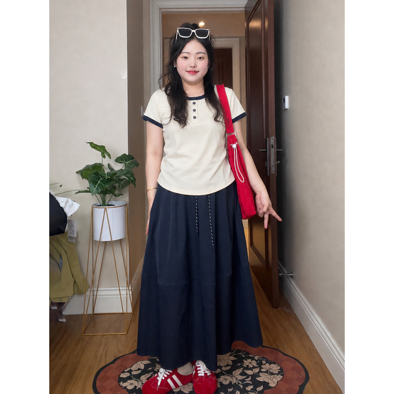 Plus Size Elastic Waist Skirt for Women, Summer Thin Long Skirt, Pear-Shaped Body Slimming A-Line Skirt, Tiered Skirt Plus Size Elastic Waist Skirt for Women, Summer Thin Long Skirt, Pear-Shaped Body Slimming A-Line Skirt, Tiered Skirt