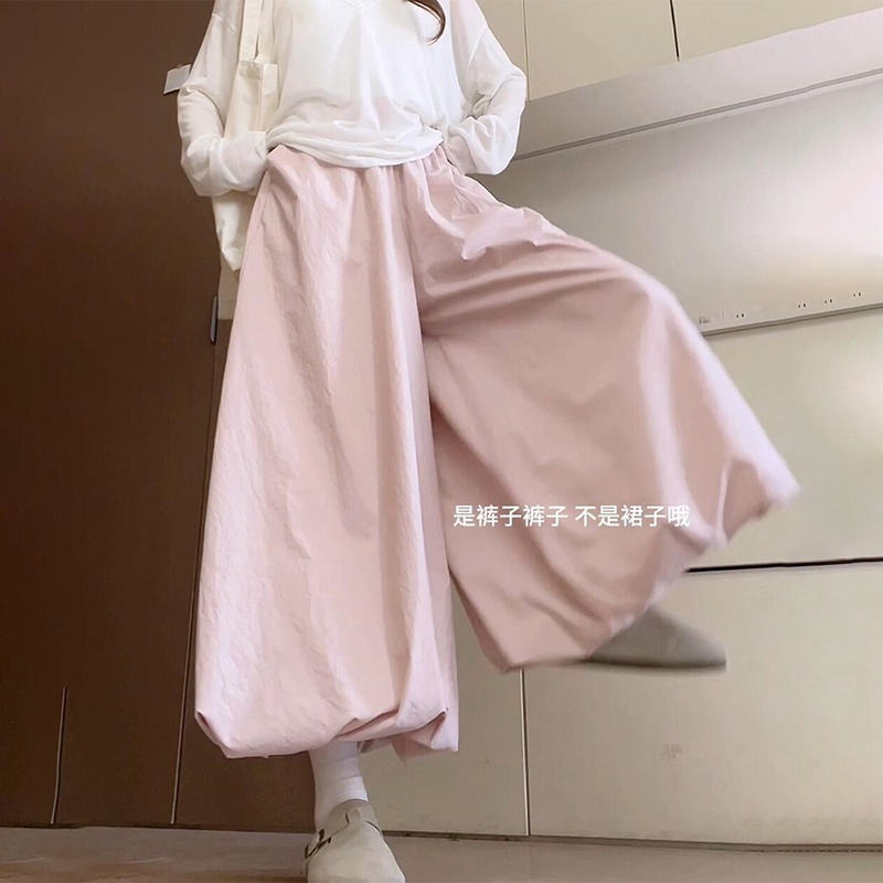 Pink Floral Bloomers for Women, New Summer Style, Plus Size, High-Waisted, Slimming, Lantern Pants, Loose Casual Wide-Leg Pants