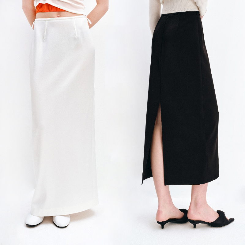 Yasako/Seen and Adored: Japanese Imported Triacetate Smooth and Modern Versatile Slimming Slit Straight Skirt Yasako/Seen and Adored: Japanese Imported Triacetate Smooth and Modern Versatile Slimming Slit Straight Skirt