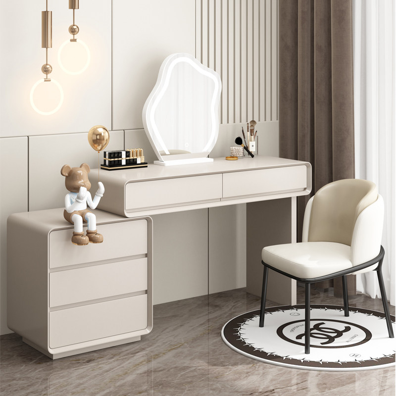 Cream Wind Solid Wood Main Sleeper Dresser bedroom modern minimalist Makeup Desk Bucket Cabinet Telescopic Integrated Makeup Table 2023-Taobao
