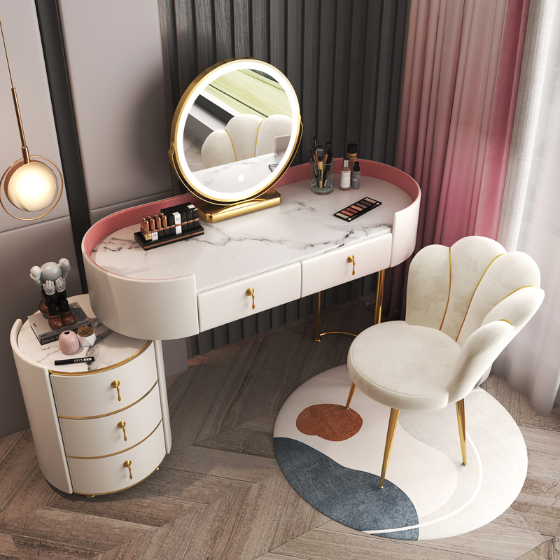 Light Extravaganza Superior Makeup Desk Bedroom Modern Simplicity 2021 New Ins Wind Small Family Tech Cloth Makeup Table