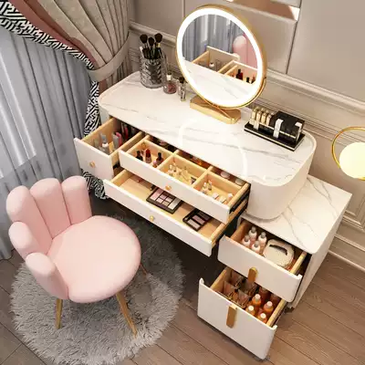 Rock board makeup table Minimalist light luxury high-end sense bedroom modern minimalist makeup table small apartment storage cabinet integrated table