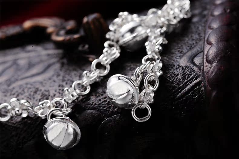 Trang sức ban đầu ank ank 风 手工 丝丝 四叶草 99 sterling sterling có giấy chứng nhận lắc chân nữ bạc ta