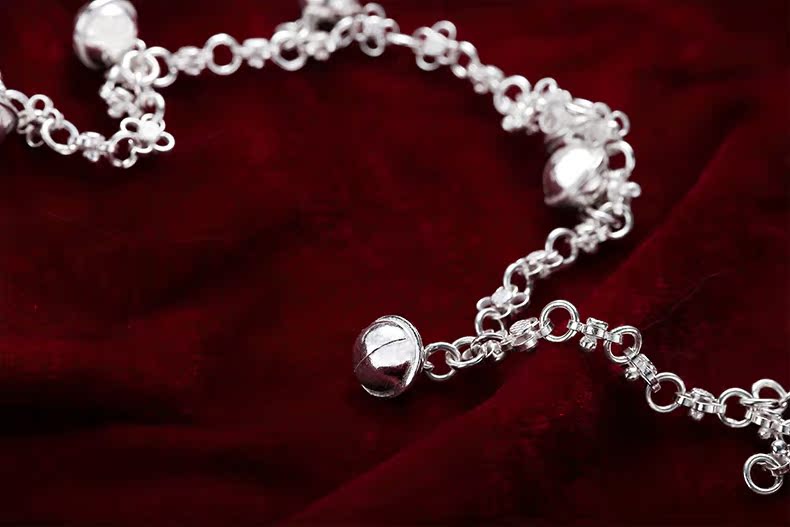 Trang sức ban đầu ank ank 风 手工 丝丝 四叶草 99 sterling sterling có giấy chứng nhận lắc chân nữ bạc ta