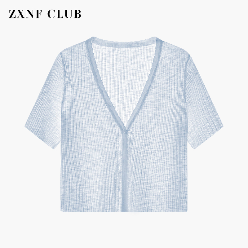 Summer Short-Sleeved Ice Silk Knitwear for Women, Sun Protection Cardigan, Short Style, Paired with Skirt, Shawl Top, Thin Jacket