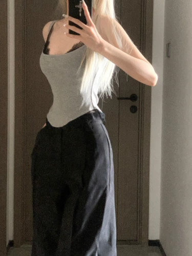 021OPE Кружевая сплайсинг подвесной жилет для женщин в летнем сексуальной стройной одежде для тела снаружи и внутри универсальной основы