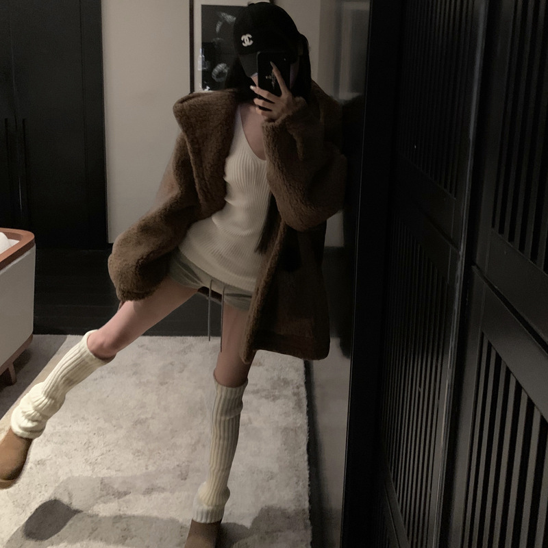 021Ope Teddy Bear Lamb Wool Hooded Large Coat, Fur Integrated, Warm and Eco-Friendly Fur 021Ope Teddy Bear Lamb Wool Hooded Large Coat, Fur Integrated, Warm and Eco-Friendly Fur