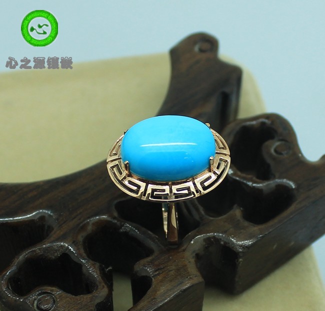 (Xingjia Workshop) Turquoise Ring Personalized Custom 18K Gold Inlay 102519