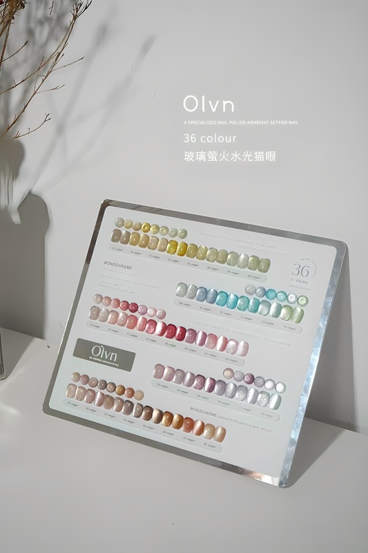 Oulu 2025 New 36-Color Glass Bead Water-Gloss Cat Eye Trendy Color Brightening Nail Salon Nail Polish Gel Set