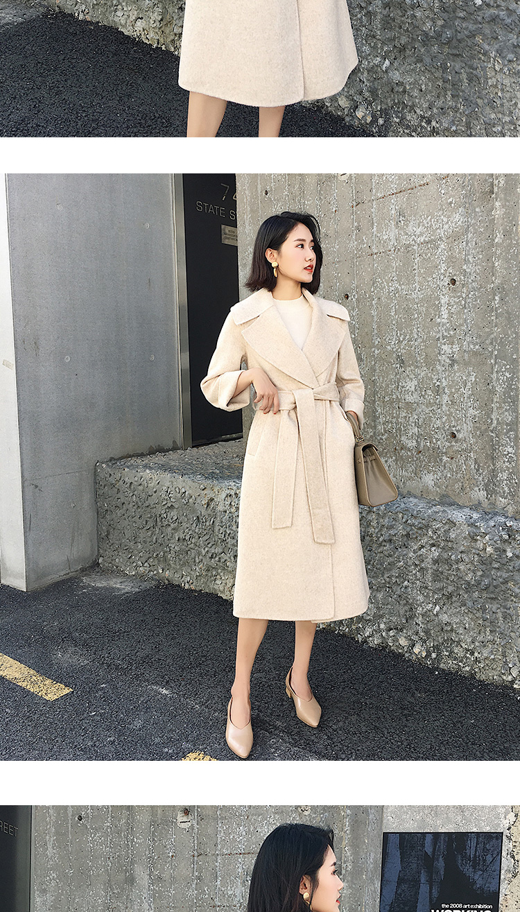 Mùa thu đông 2018 của phụ nữ mới phiên bản áo len cashmere hai mặt của Hàn Quốc với áo khoác dài bằng len lông cừu lớn áo hoodie nữ cute