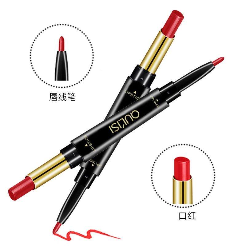 Lip Pen Automatic Lipstick Pen Double Head Lipstick Red Waterproof Perspiration Durable Painting Lip Line Pen Lip red Pen Lipstick